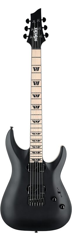 Schecter C1 SLS Custom Electric Guitar, Satin Black, Full Straight Front