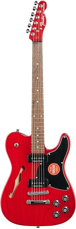 Fender Jim Adkins JA90 Telecaster Thinline Electric Guitar, with Laurel Fingerboard, Crimson Transparent, Full Straight Front