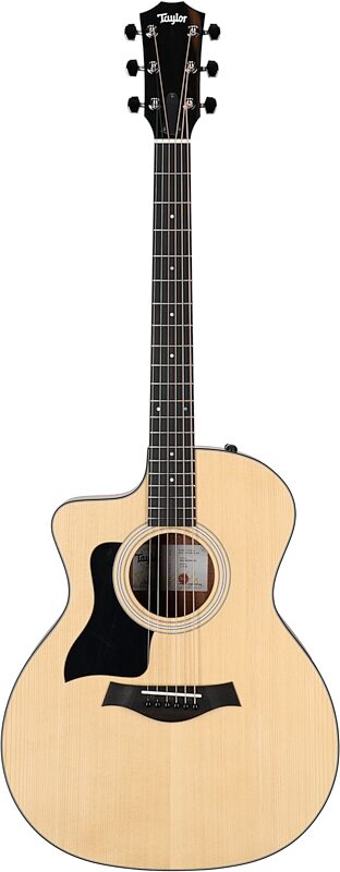Taylor 114ce Grand Auditorium Acoustic-Electric Guitar, Left-Handed (with Gig Bag), Natural, Full Straight Front