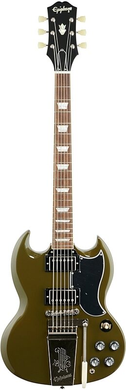 Epiphone Exclusive SG Standard '61 Maestro Vibrola Electric Guitar, Olive Drab Green, Full Straight Front