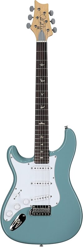 PRS Paul Reed Smith SE Silver Sky Electric Guitar, Left-Handed, Rosewood Fretboard (with Gig Bag), Stone Blue, Full Straight Front