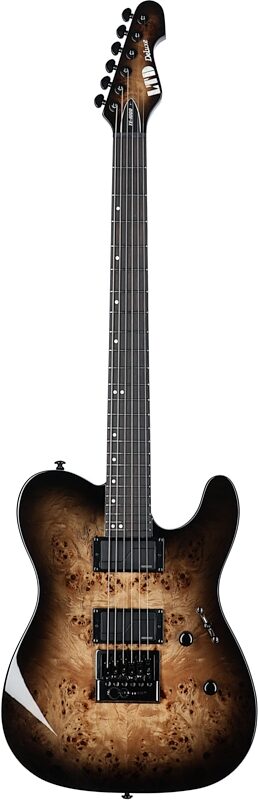 ESP LTD TE-1000 Evertune Electric Guitar, Burl Poplar Charcoal, Full Straight Front