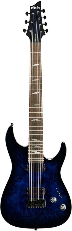 Schecter Omen Elite-7 Electric Guitar, 7-String, See-Thru Blue Burst, Blemished, Full Straight Front