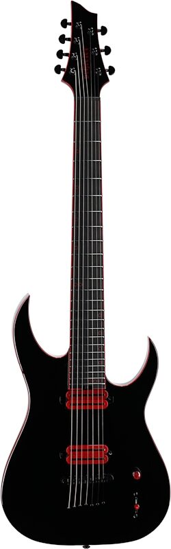 Schecter Sunset 7 Red Dawn 7-String Electric Guitar, Gloss Black, Full Straight Front