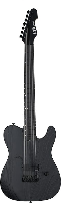 ESP LTD TE-1007 Baritone Electric Guitar, Black Blast, Full Straight Front