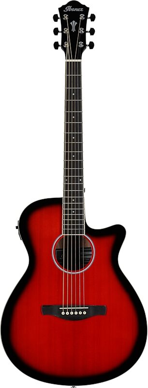 Ibanez AEG7 Acoustic-Electric Guitar, Transparent Red Sunburst, Full Straight Front
