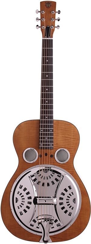 Epiphone Dobro Hound Dog Deluxe Roundneck Resonator Guitar, Vintage Brown, Full Straight Front