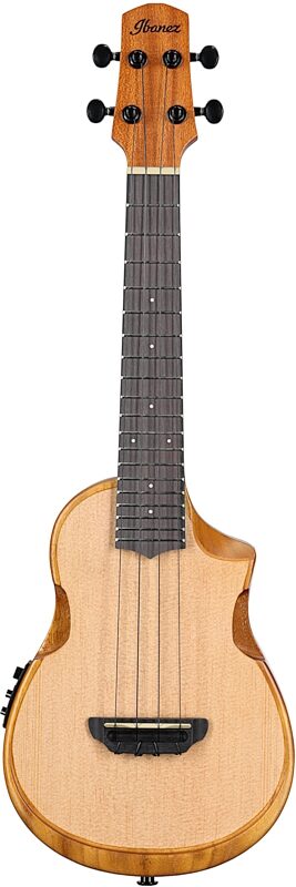 Ibanez AUC10E Acoustic-Electric Ukulele (with Gig Bag), Open Pore Natural, Full Straight Front