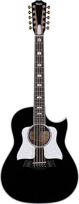 Taylor 657ce Bajo Quinto Grand Pacific Acoustic-Electric Guitar, 10-String (with Case), Black, Full Straight Front