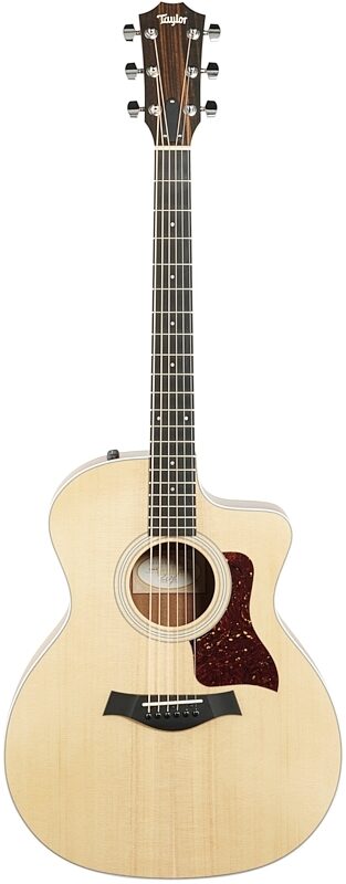 Taylor 214ce Koa Acoustic-Electric Guitar (with Gig Bag), Natural, Full Straight Front
