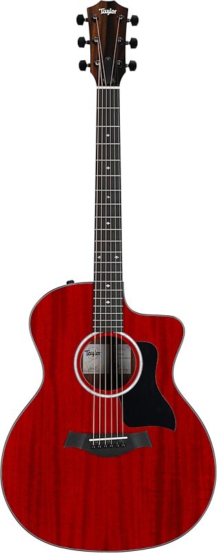 Taylor 224ce-SE Special Edition Red Grand Auditorium Acoustic-Electric Guitar (with Case), Red, Full Straight Front
