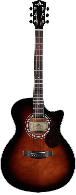 Kepma Elite Series GA2-232 Acoustic Guitar (with Gig Bag), Sunburst, Full Straight Front