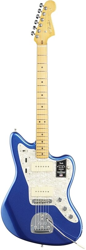 Fender American Ultra Jazzmaster Electric Guitar, Maple Fingerboard (with Case), Cobra Blue, Full Straight Front