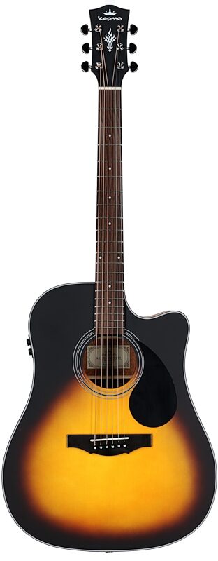 Kepma K3 Series D3-130 Acoustic-Electric Guitar, Sunburst Matte, with AcoustiFex K-10 Pickup, Full Straight Front