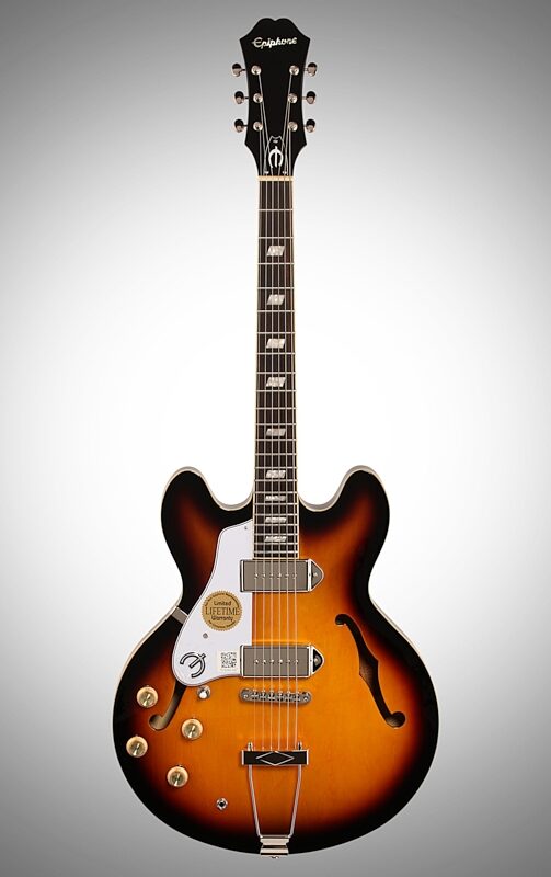 Epiphone Limited Edition Casino Electric Guitar, Left-Handed, Vintage Sunburst, Full Straight Front