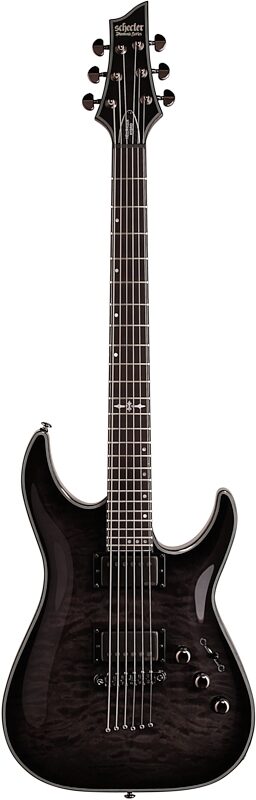 Schecter Hellraiser Hybrid C-1 Electric Guitar, Transparent Black Burst, Full Straight Front