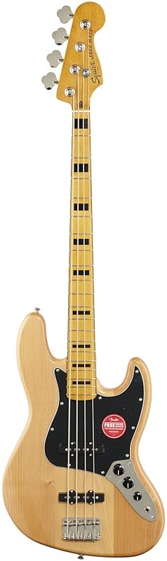 Squier Classic Vibe '70s Jazz Electric Bass, with Maple Fingerboard, Natural, Full Straight Front