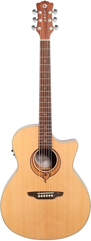 Luna Heartsong Grand Concert Acoustic-Electric Guitar with USB, New, Full Straight Front