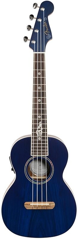 Fender Dhani Harrison Acoustic-Electric Ukulele (with Gig Bag), Sapphire Blue, Full Straight Front