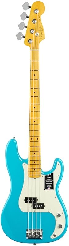 Fender American Pro II Precision Electric Bass, Maple Fingerboard (with Case), Miami Blue, Full Straight Front