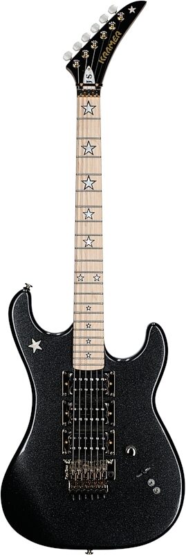 Kramer Jersey Star Electric Guitar, with Gold Floyd Rose, Black Pearl, (with Gig Bag), Full Straight Front