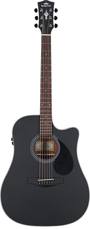 Kepma K3 Series D3-130 Acoustic-Electric Guitar, Black Matte, with AcoustiFex K-10 Pickup, Full Straight Front