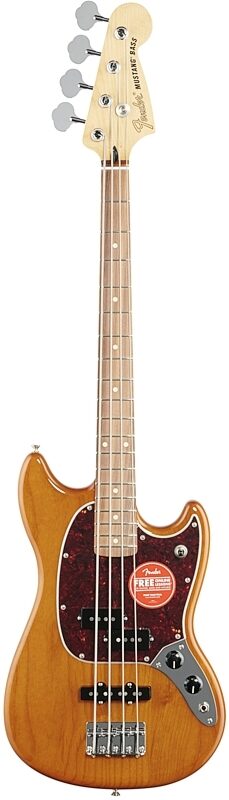 Fender Mustang PJ Pau Ferro Electric Bass, Aged Natural, Full Straight Front