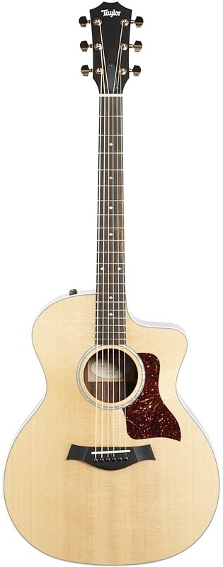 Taylor 214ce Deluxe Grand Auditorium Acoustic-Electric Guitar (with Case), Natural, Full Straight Front