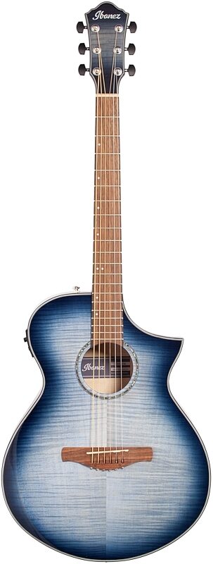 Ibanez AEWC400 Acoustic-Electric Guitar, Indigo Blue Burst, Full Straight Front
