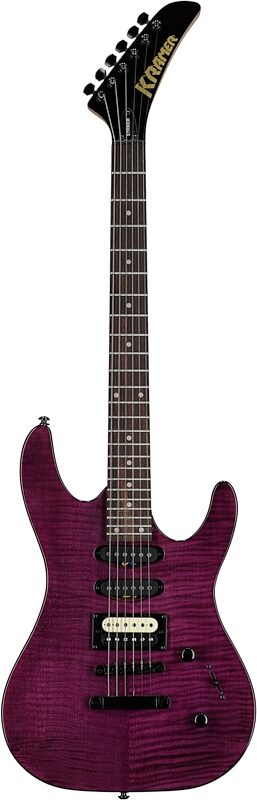 Kramer Striker Figured HSS Electric Guitar, Laurel Fingerboard, Transparent Purple, Blemished, Full Straight Front