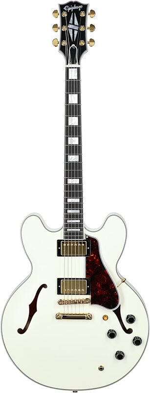 Epiphone 1959 ES-355 Semi-Hollow Electric Guitar (with Case), Classic White, Full Straight Front