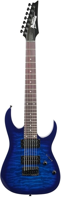 Ibanez GRG7221QA Gio Electric Guitar, Transparent Blue Burst, Full Straight Front
