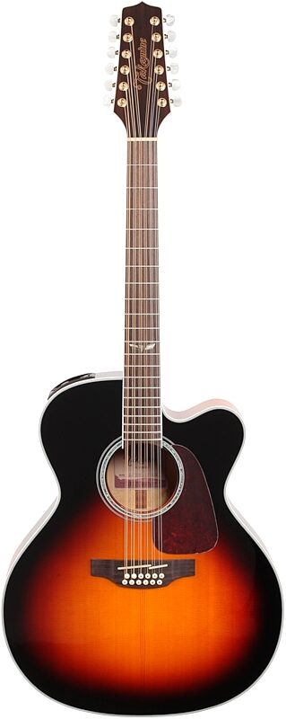 Takamine GJ72CE Jumbo Cutaway Acoustic-Electric Guitar, 12-String, Brown Sunburst, Full Straight Front