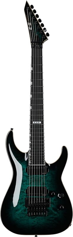 ESP E-II Horizon FR-7 Electric Guitar, 7-String (with Case), Black Turquoise Burst, Full Straight Front