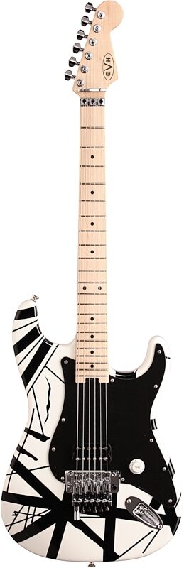 EVH Eddie Van Halen Striped Series Electric Guitar, White and Black, Full Straight Front