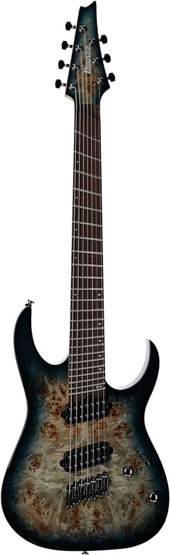 Ibanez RGMS7PB Multi-scale Electric Guitar, Cosmic Blue Sunburst, Full Straight Front
