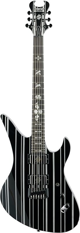 Schecter Synyster Gates Custom HT Electric Guitar, Gloss Black with Silver Stripes, Full Straight Front