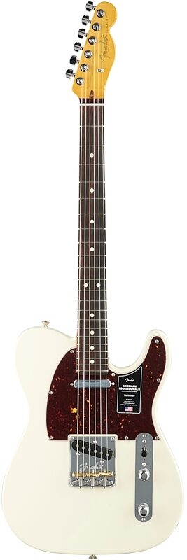 Fender American Pro II Telecaster Electric Guitar, Rosewood Fingerboard (with Case), Olympic White, Full Straight Front