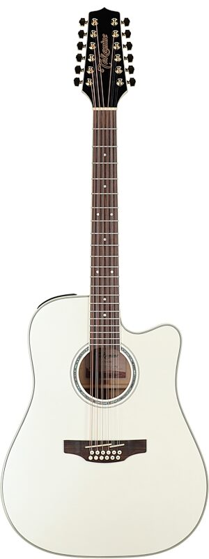 Takamine GD37CE-12 Acoustic-Electric Guitar, 12-String (with Gig Bag), Pearl White, Full Straight Front