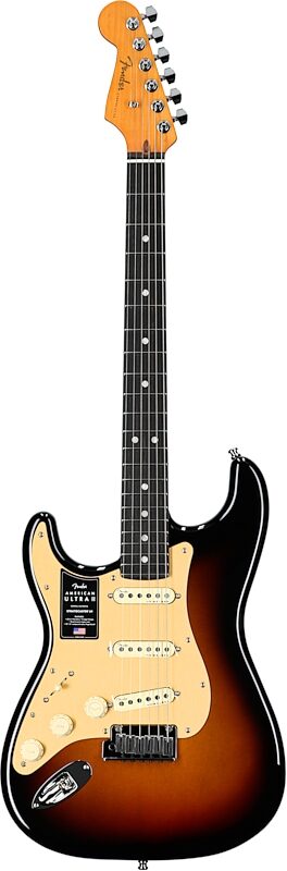 Fender American Ultra II Stratocaster Electric Guitar, Left-Handed (Ebony Fingerboard, with Case), Ultraburst, Full Straight Front
