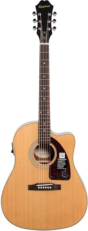 Epiphone J15 Acoustic-Electric Guitar (with Case), Natural, Full Straight Front