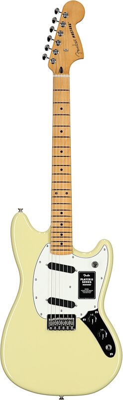 Fender Player II Mustang Electric Guitar, with Maple Fingerboard, Hialeah Yellow, Full Straight Front