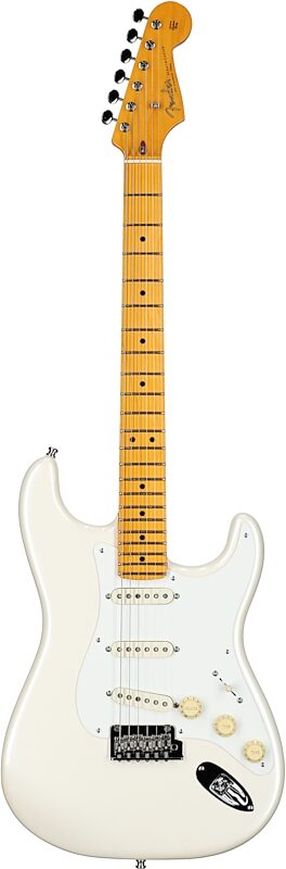 Fender Lincoln Brewster Signature Stratocaster Electric Guitar, Maple Fingerboard (with Case), Olympic White, Full Straight Front