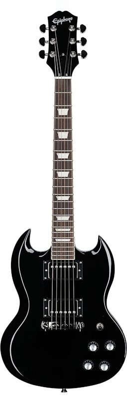 Epiphone Power Player SG Electric Guitar (with Gig Bag), Dark Matter Ebony, Full Straight Front