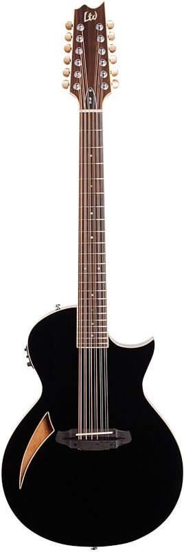 ESP LTD TL-12 Thinline Acoustic-Electric Guitar, 12-String, Black, Full Straight Front