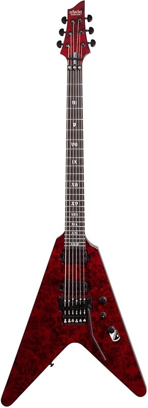 Schecter V-1 FR Apocalypse Red Reign Electric Guitar, Red Reign, Full Straight Front