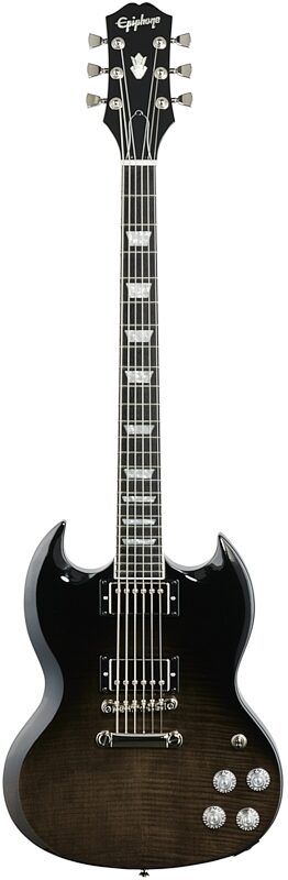 Epiphone SG Modern Figured Electric Guitar, Transparent Black Fade, Blemished, Full Straight Front