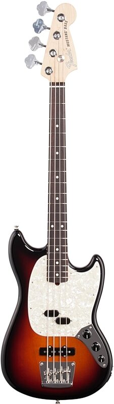 Fender American Performer Mustang Electric Bass Guitar, Rosewood Fingerboard (with Gig Bag), 3-Tone Sunburst, Full Straight Front