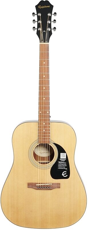 Epiphone FT-100 Acoustic Guitar Player Pack (with Gig Bag), Natural, Full Straight Front