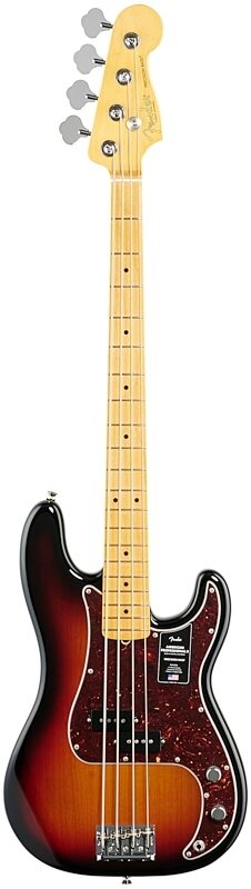Fender American Pro II Precision Electric Bass, Maple Fingerboard (with Case), 3-Color Sunburst, Full Straight Front